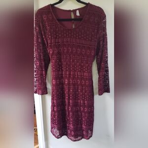 Y2k dress, lace overlay,  fairy grunge, dark fuscia , size extra large